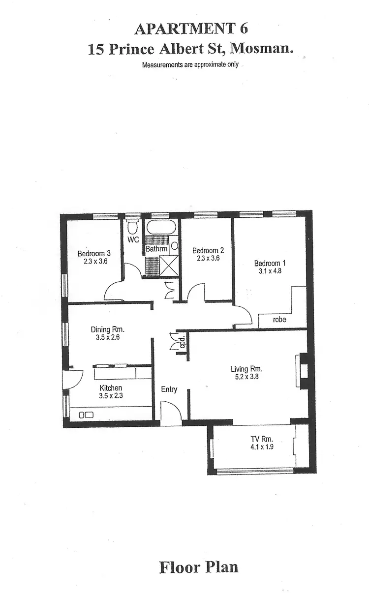 Floorplan of Homely apartment listing, 6/15 Prince Albert Street, Mosman NSW 2088