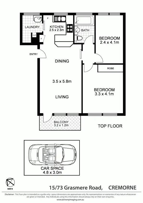 Floorplan of Homely apartment listing, 15/73 Grasmere Road, Cremorne NSW 2090