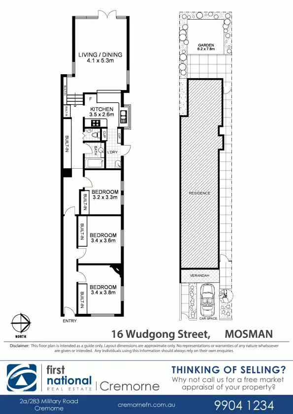 Floorplan of Homely semi-detached listing, 16 Wudgong Street, Mosman NSW 2088