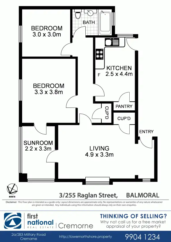 Floorplan of Homely apartment listing, 3/255 Raglan Street, Mosman NSW 2088