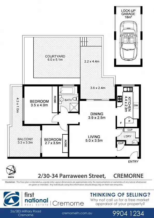 Floorplan of Homely apartment listing, 2/30-34 Parraween Street, Cremorne NSW 2090