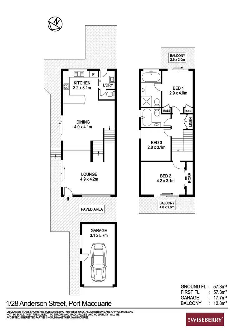 Floorplan of Homely townhouse listing, 1/28 Anderson Street, Port Macquarie NSW 2444