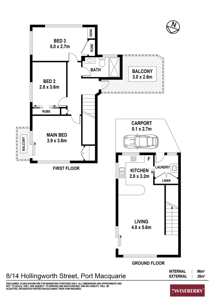 Floorplan of Homely townhouse listing, 8/14 Hollingworth Street, Port Macquarie NSW 2444