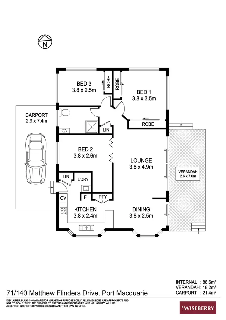 Floorplan of Homely retirement listing, 71/140 Matthew Flinders Drive, Port Macquarie NSW 2444