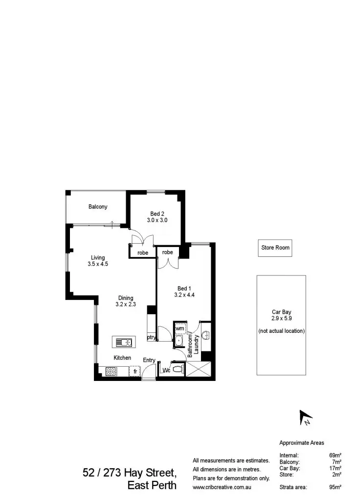 Floorplan of Homely apartment listing, 52/273 Hay Street, East Perth WA 6004