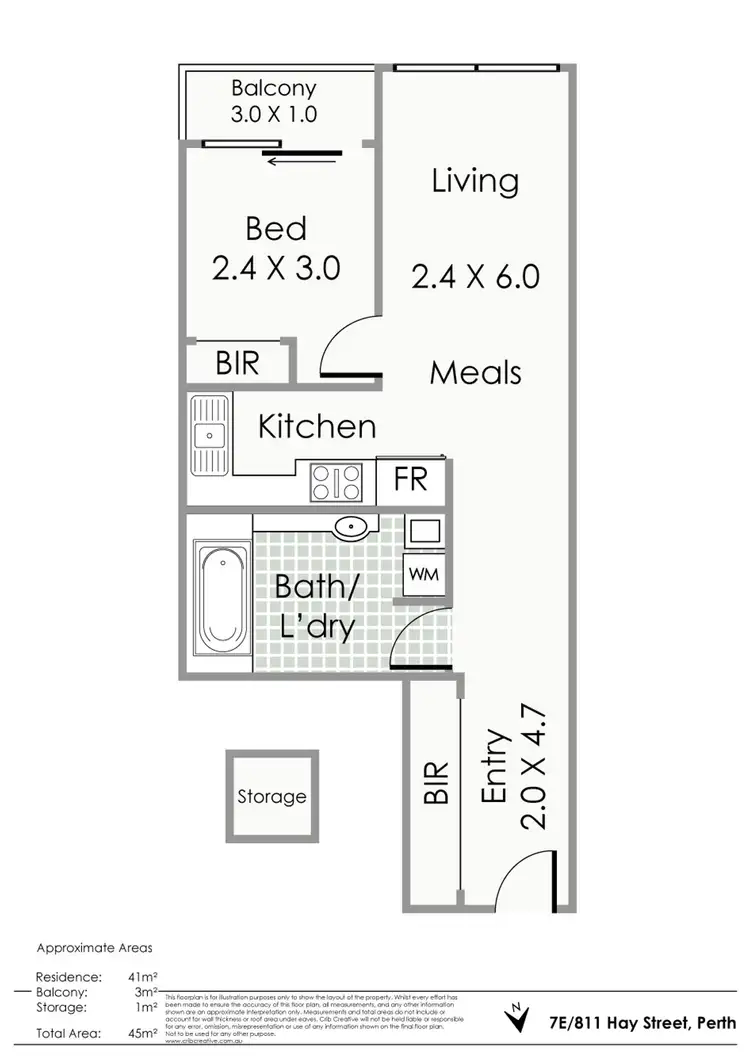 Floorplan of Homely apartment listing, 7E/811 Hay Street, Perth WA 6000
