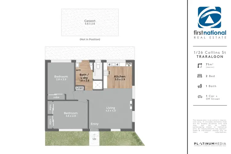 Floorplan of Homely unit listing, 1/26 Collins Street, Traralgon VIC 3844