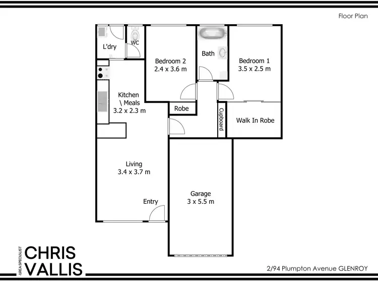 Floorplan of Homely unit listing, 2/94 Plumpton Avenue, Glenroy VIC 3046
