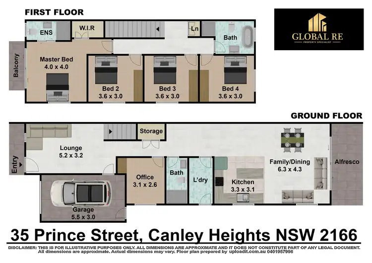 Floorplan of Homely semi-detached listing, 35 Prince Street, Canley Heights NSW 2166