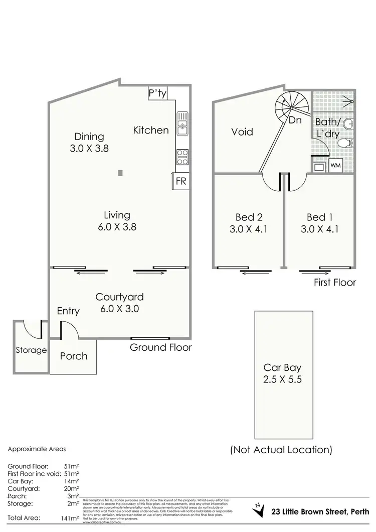 Floorplan of Homely townhouse listing, 23 Little Brown Street, East Perth WA 6004
