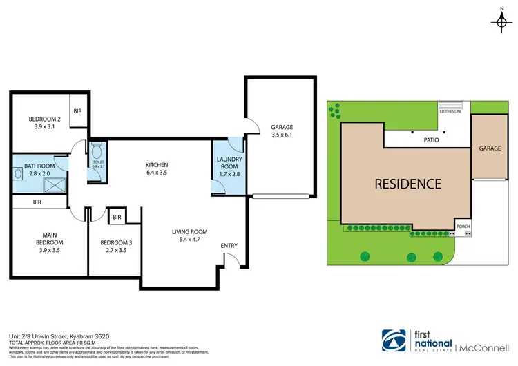 Floorplan of Homely townhouse listing, 2/8 Unwin Street, Kyabram VIC 3620