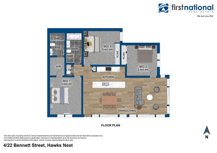 Floorplan of Homely apartment listing, 4/22 Bennett Street, Hawks Nest NSW 2324