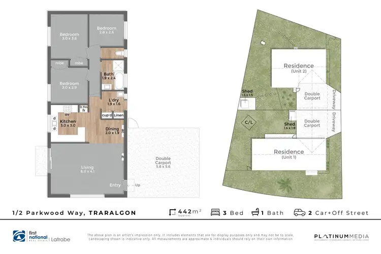 Floorplan of Homely block of units listing, 1-2/2 Parkwood Way, Traralgon VIC 3844