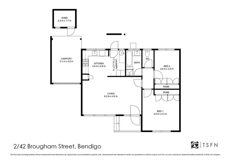 Floorplan of Homely unit listing, 2/42 Brougham Street, Bendigo VIC 3550
