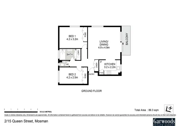 Floorplan of Homely apartment listing, 2/15 Queen Street, Mosman NSW 2088