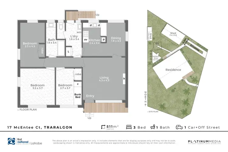 Floorplan of Homely house listing, 17 McEntee Court, Traralgon VIC 3844