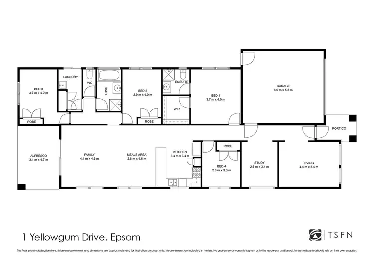 Floorplan of Homely house listing, 1 Yellowgum Drive, Epsom VIC 3551