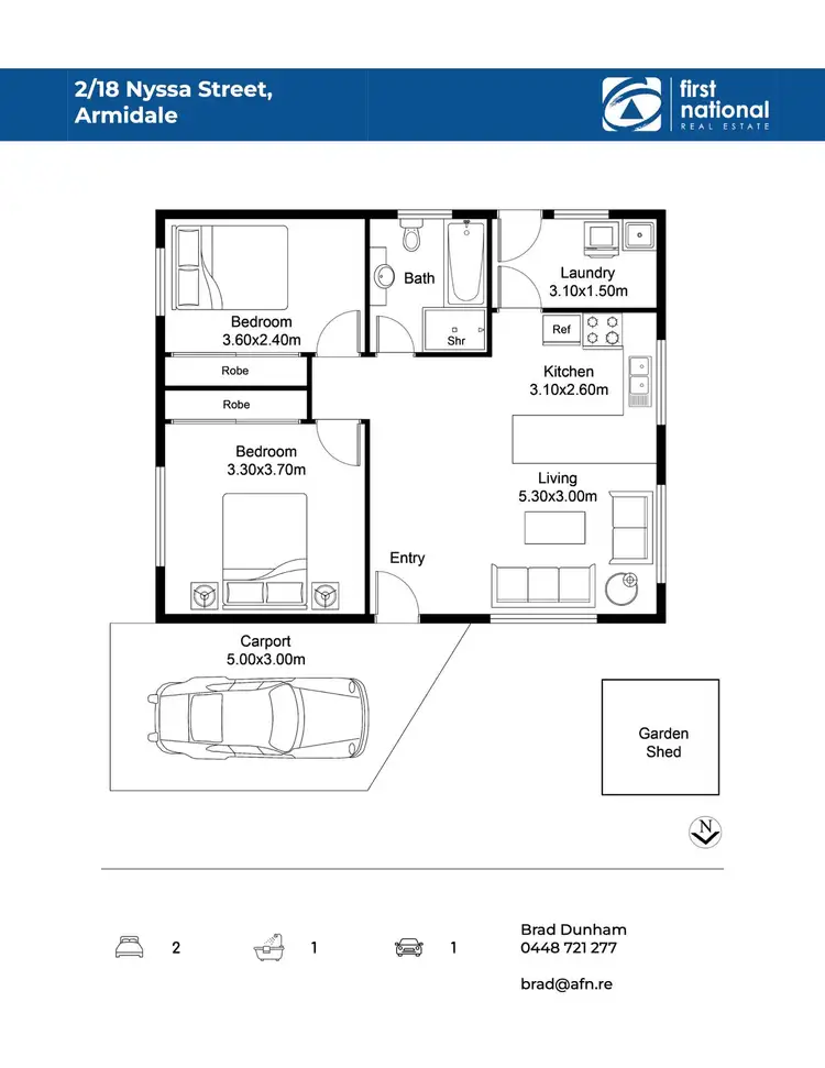 Floorplan of Homely unit listing, 2/18 Nyssa Street, Armidale NSW 2350