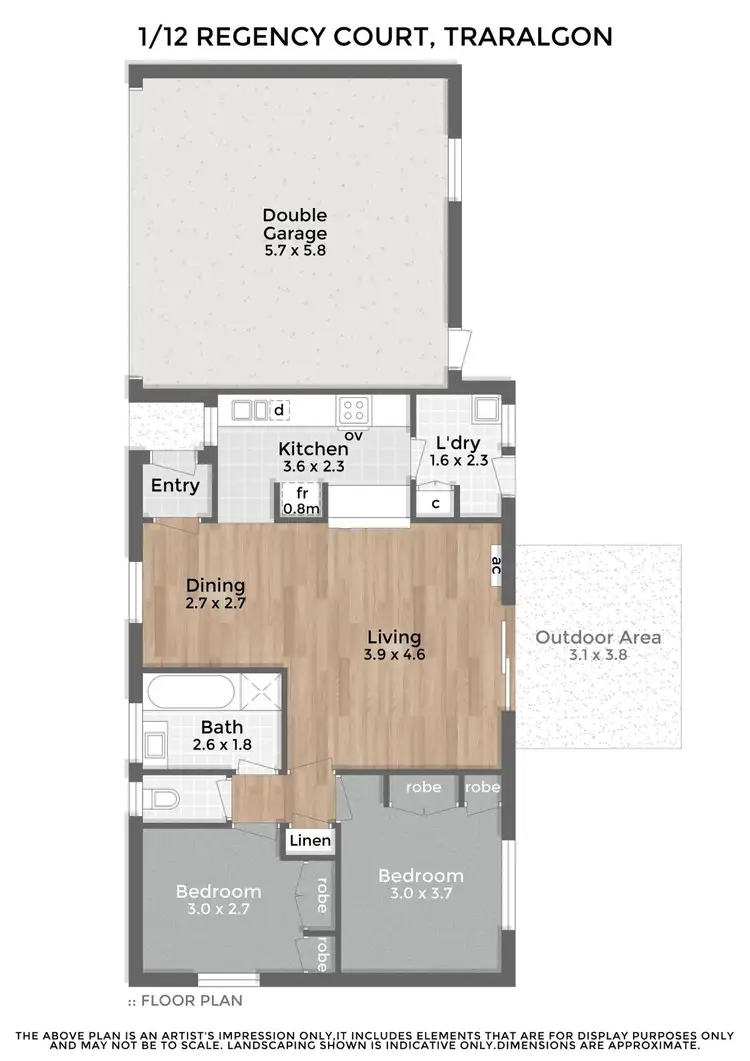 Floorplan of Homely unit listing, 1/12 Regency Court, Traralgon VIC 3844