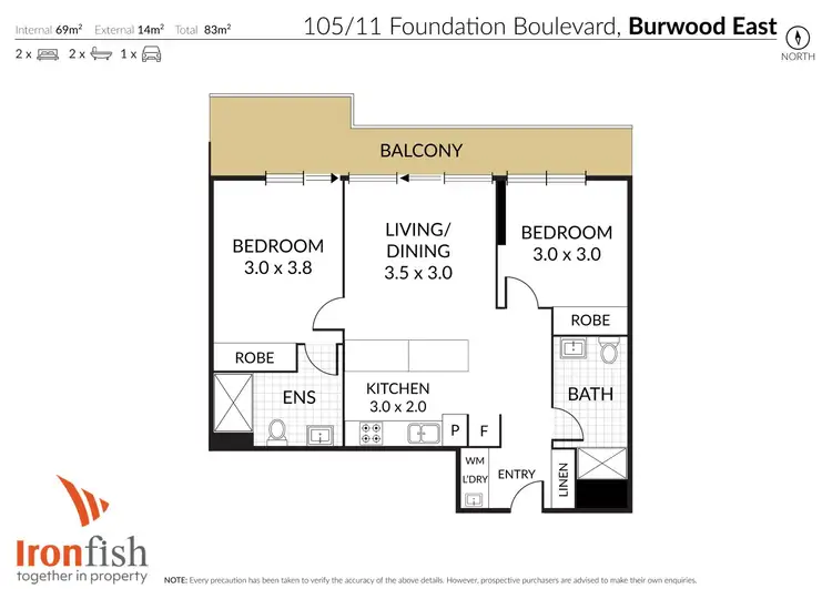 Floorplan of Homely apartment listing, 105/11 Foundation Boulevard, Burwood East VIC 3151