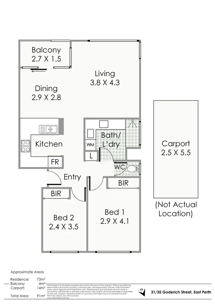 Floorplan of Homely apartment listing, 31/35 Goderich Street, East Perth WA 6004