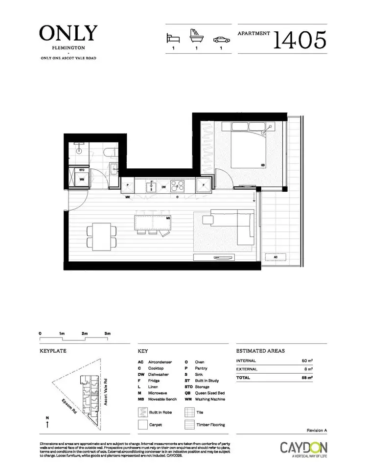 Floorplan of Homely apartment listing, 1405/1 Ascot Vale Road, Flemington VIC 3031