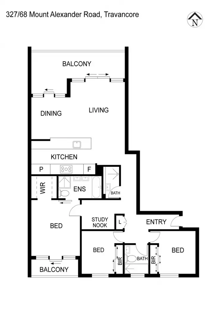 Floorplan of Homely apartment listing, 327/68 Mt Alexander Road, Travancore VIC 3032