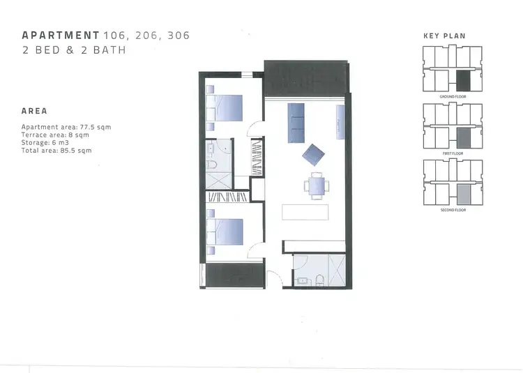 Floorplan of Homely apartment listing, 306/84 La Scala Avenue, Maribyrnong VIC 3032