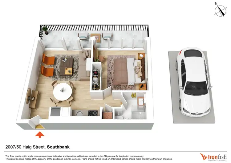 Floorplan of Homely apartment listing, 2007/50 Haig Street, Southbank VIC 3006