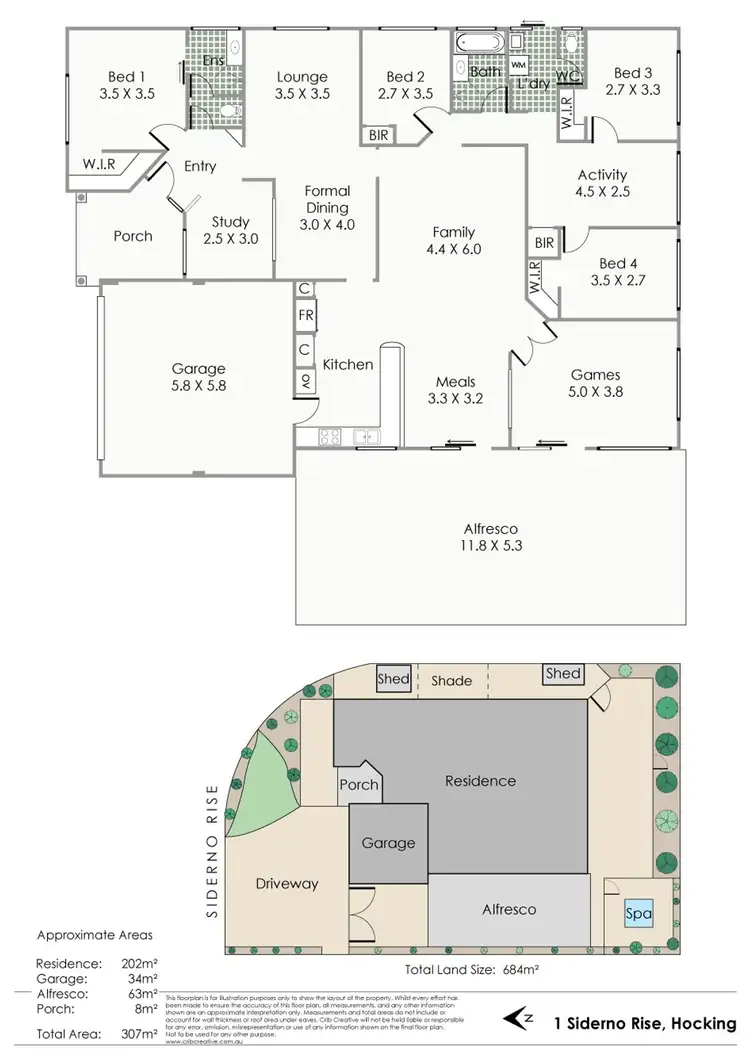 Floorplan of Homely house listing, 1 Siderno Rise, Hocking WA 6065