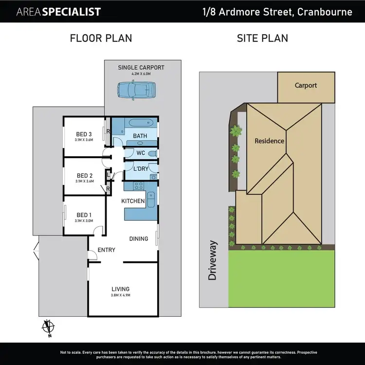 Floorplan of Homely unit listing, 1/8 Ardmore Street, Cranbourne VIC 3977