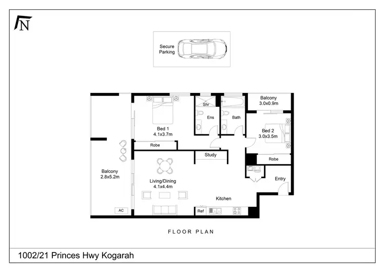 Floorplan of Homely apartment listing, 1002/21 Princes Highway, Kogarah NSW 2217