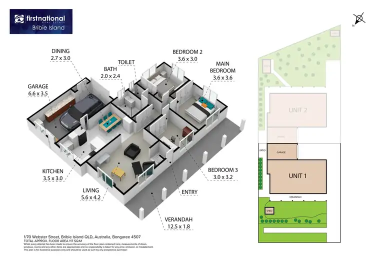 Floorplan of Homely unit listing, 1/70 Webster Street, Bongaree QLD 4507