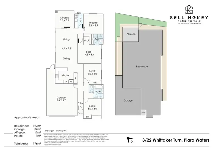 Floorplan of Homely unit listing, 3/22 Whittaker Turn, Piara Waters WA 6112