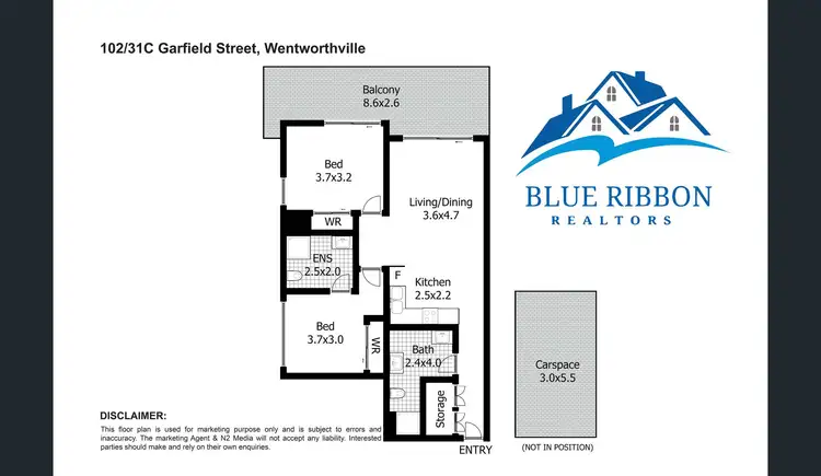 Floorplan of Homely unit listing, 102/31C-37 Garfield Street, Wentworthville NSW 2145