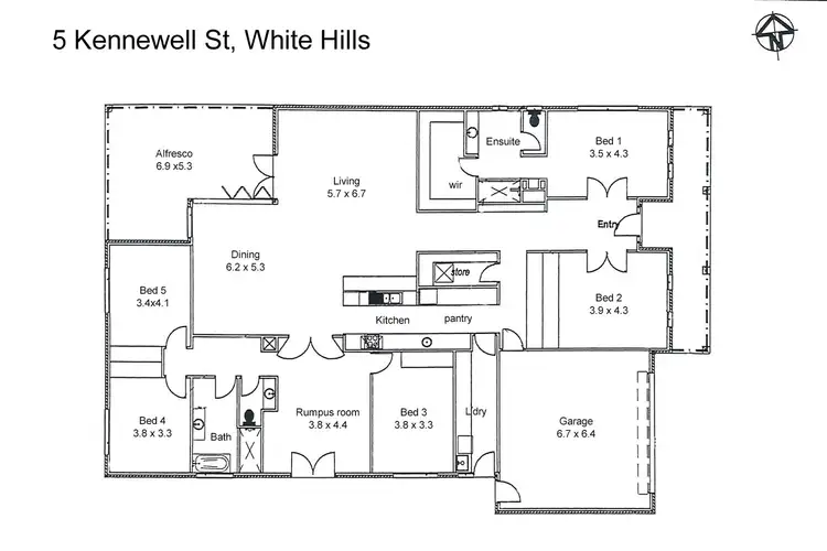 Floorplan of Homely house listing, 5 Kennewell Street, White Hills VIC 3550