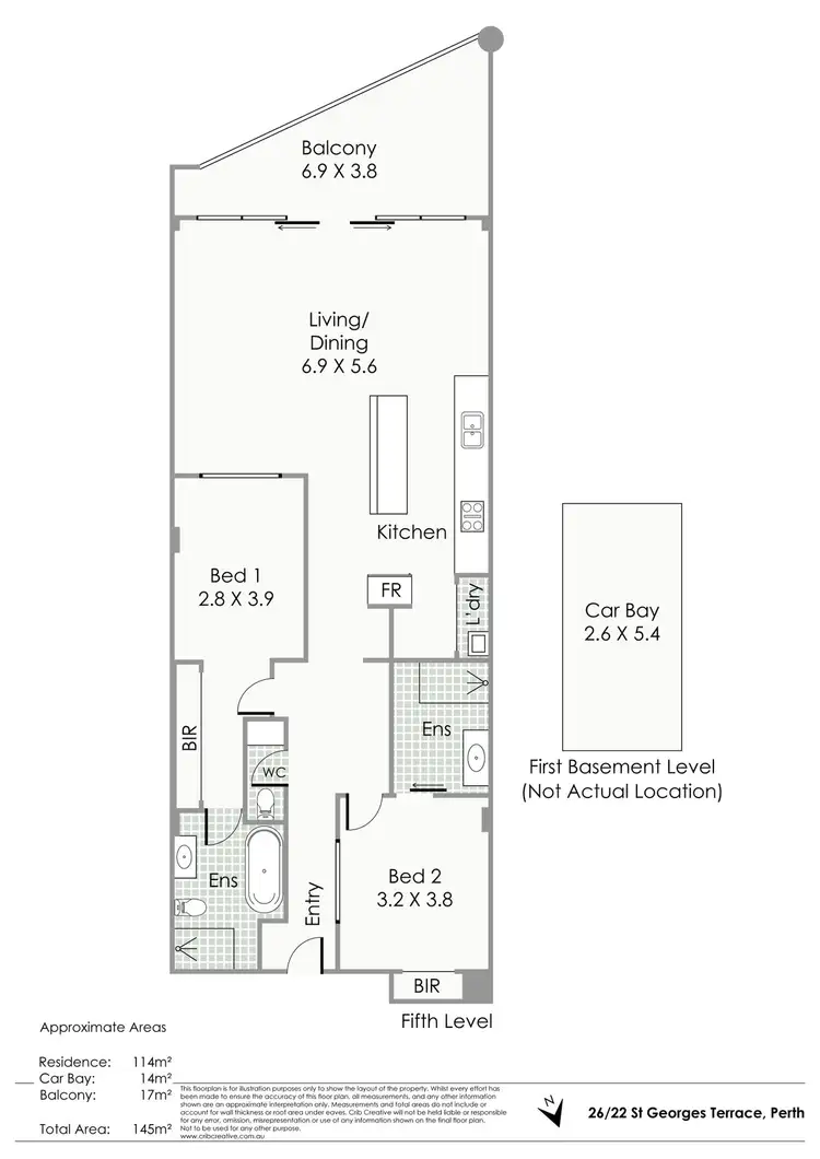 Floorplan of Homely apartment listing, 26/22 St Georges Terrace, Perth WA 6000