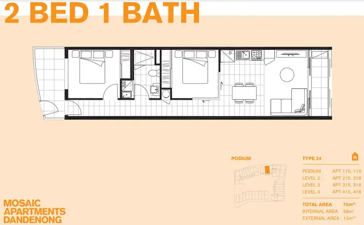 Floorplan of Homely apartment listing, 115/80 Cheltenham Road, Dandenong VIC 3175