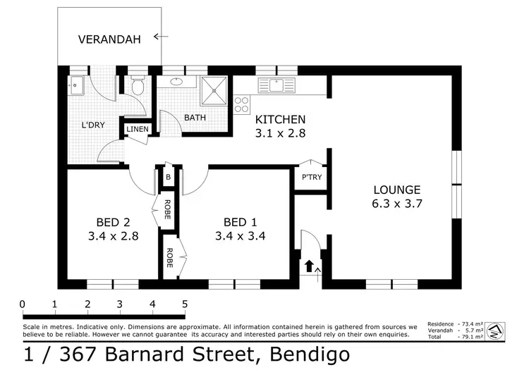 Floorplan of Homely unit listing, 1/367 Barnard Street, Bendigo VIC 3550