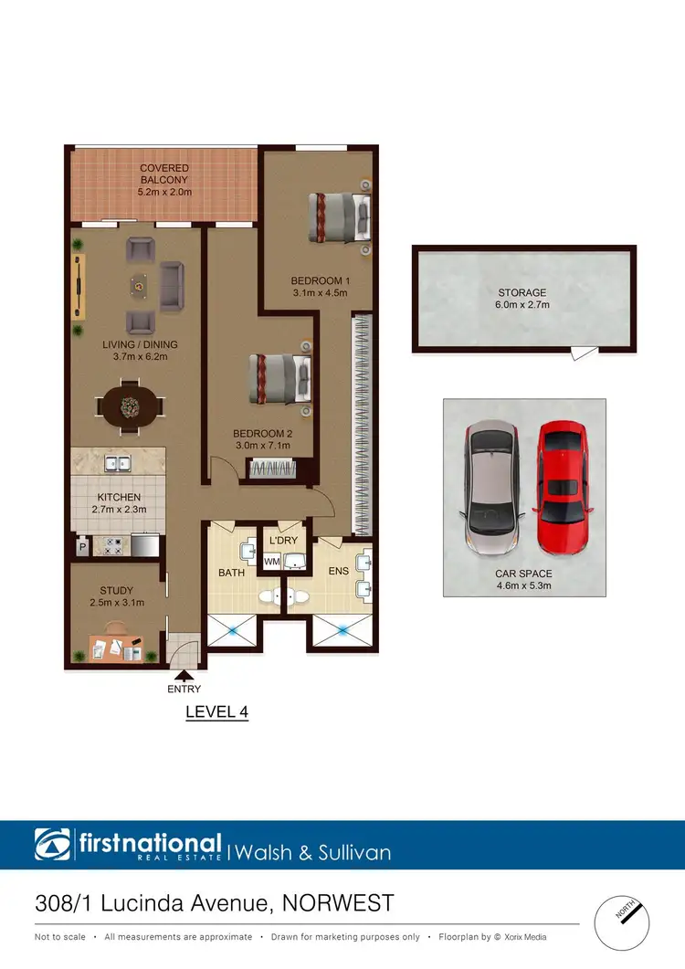 Floorplan of Homely apartment listing, 308/1 Lucinda Avenue, Norwest NSW 2153