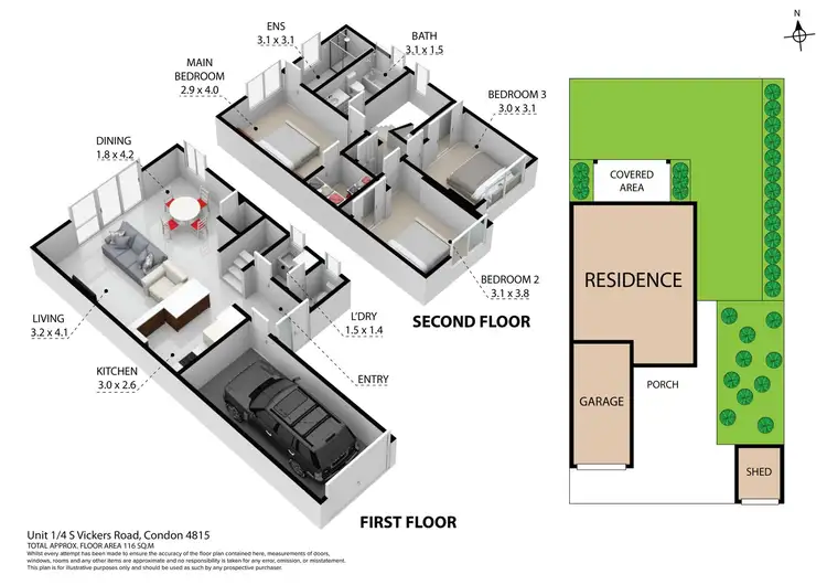 Floorplan of Homely townhouse listing, 1/4 South Vickers Road, Condon QLD 4815