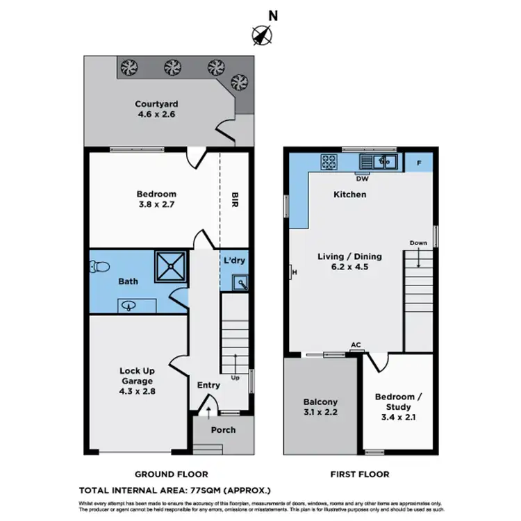 Floorplan of Homely townhouse listing, 2 Hardwick Lane, Kensington VIC 3031