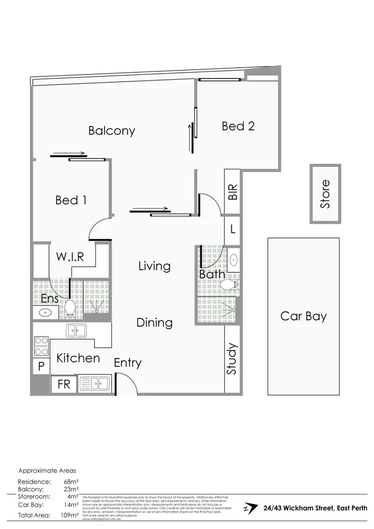 Floorplan of Homely apartment listing, 24/43 Wickham Street, East Perth WA 6004