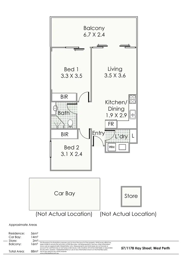 Floorplan of Homely apartment listing, 57/1178 Hay Street, West Perth WA 6005
