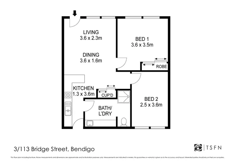 Floorplan of Homely unit listing, 3/113 Bridge Street, Bendigo VIC 3550