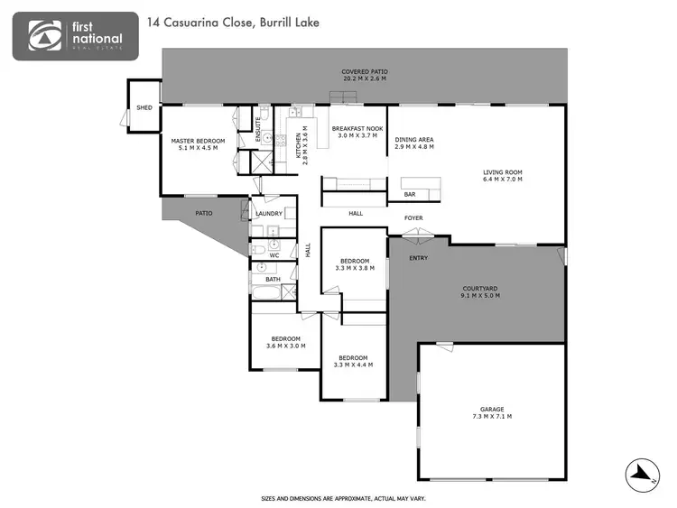Floorplan of Homely house listing, 14 Casuarina Close, Burrill Lake NSW 2539