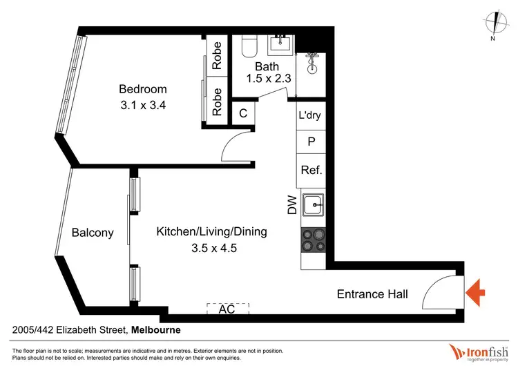 Floorplan of Homely apartment listing, 2005/442 Elizabeth Street, Melbourne VIC 3000