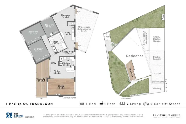 Floorplan of Homely house listing, 1 Phillip Street, Traralgon VIC 3844