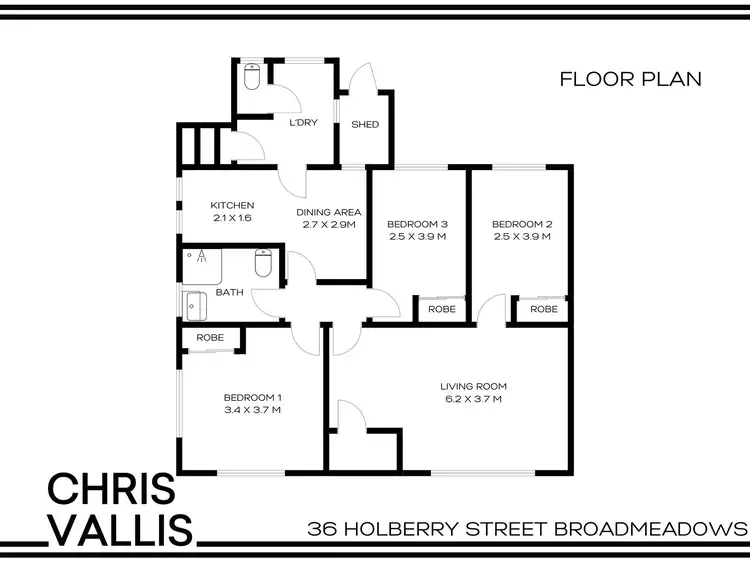 Floorplan of Homely house listing, 36 Holberry Street, Broadmeadows VIC 3047