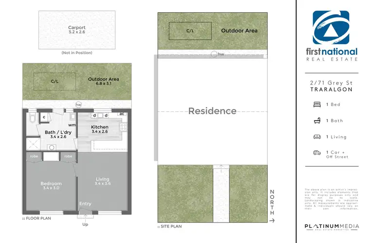 Floorplan of Homely unit listing, 2/71 Grey Street, Traralgon VIC 3844